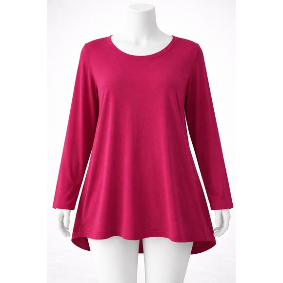 Susan Graver Tops - Susan Graver Modern Essentials Berry Pink Long Sleeve Top Crew Neck 2X